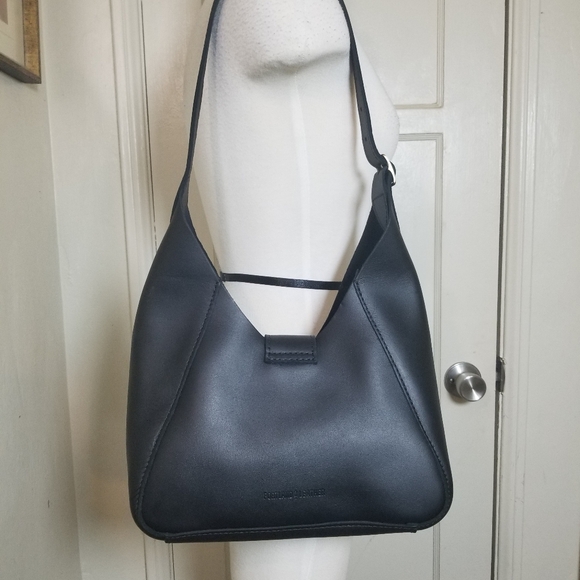 PORTLAND LEATHER GOODS flora Black Shoulder Bag Leather New - Picture 3 of 9